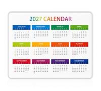 Auhoahsil 2027 Calendar Mouse Pad, Non-Slip Small Mousepad for Desk, White | 9.8 x 7.9 in, Full Year Calendar at A Glance, Smooth Surface, Anti-Fray Stitched Edges, Portable Computer Mat for Laptop