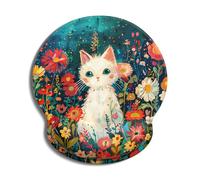 Auhoahsil Ergonomic Mouse Pad with Wrist Rest, Comfortable Silicone Non-Slip Computer Pain Relief Gel Mouse Mat with Wrist Support for Gaming, Work, Office, Women & Men, Cute Pattern, Cat Flowers