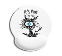 Auhoahsil Ergonomic Mouse Pad with Wrist Rest, Comfortable Silicone Non-Slip Computer Pain Relief Gel Mouse Mat with Wrist Support for Gaming, Work, Office, Women & Men, Cute Pattern, Cute Fine Cat