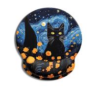 Auhoahsil Ergonomic Mouse Pad with Wrist Rest, Comfortable Silicone Non-Slip Computer Pain Relief Gel Mouse Mat with Wrist Support for Gaming, Work, Office, Women & Men, Cute Pattern, Star Cat