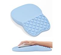 Auhoahsil Ergonomic Mouse Pad with Wrist Rest, Comfortable Slope Computer Mouse Mat with Wrist Support, Memory Foam Filling, Non-Slip Silicone Base, Pain Relief for Gaming Work, 8" x 12", Light Blue