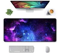 Auhoahsil Large Gaming Mouse Pad, Galaxy Theme XXL 35.4 x 15.7 in Desk Pad Stitched Non-Slip Rubber Long Computer Mousepad Thin Extended Full Size Desk Mat for Desktop, Laptop, Wireless Mice, Purple