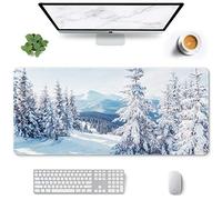 Auhoahsil Large Gaming Mouse Pad, Ice and Snow Theme XXL 35.4 x 15.7 in Desk Pad Stitched Non-Slip Rubber Long Computer Mousepad Thin Extended Full Size Desk Mat for Desktop, Laptop, Wireless Mice
