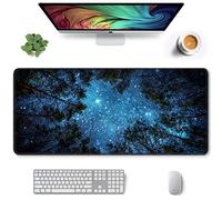 Auhoahsil Large Gaming Mouse Pad, Nature Theme XXL 35.4 x 15.7 in Desk Pad Stitched Non-Slip Rubber Long Computer Mousepad Thin Extended Full Size Desk Mat for Desktop Laptop Wireless Mice, Night Sky