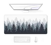Auhoahsil Large Mouse Pad, Full Desk XXL Extended for Gaming 35" X 15", Waterproof Mat with Stitched Edge, Non-Slip Laptop Computer Keyboard Mouse Pad for Office & Home, Misty Forest Design