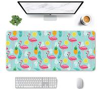 Auhoahsil Large Mouse Pad, Full Desk XXL Extended Gaming Mouse Pad 35" X 15", Waterproof Desk Mat with Stitched Edges, Non-Slip Laptop Computer Keyboard Mousepad for Office and Home, Flamingo Design