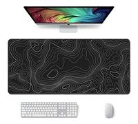 Auhoahsil Large Mouse Pad, XXL Desk Pad, Extened 35" x 15", Non-Slip Rubber Base, Stitched Edges, Superior Surface, Waterproof Keyboard Mat, Large Mousepad for Gamer, Office & Home, Black Contour
