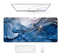 Auhoahsil Large Mouse Pad, XXL Desk Pad, Extened Mousepad 31.5" x 11.8", Non-Slip Rubber Base, Stitched Edges, Superior Surface, Gaming Keyboard Mat, Waterproof Desk Pad, Ink Navy Marble