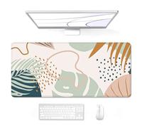Auhoahsil Large Mouse Pad, XXL Gaming Mousepad, Desk Mat for Desktop, Thick Rubber, Big & Long Size, Stitched Edges, Full Desk Pad for Laptop & Computer, Extended 31.5 x 11.8 in, Boho Leaves