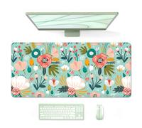 Auhoahsil Large Mouse Pad, XXL Gaming Mousepad, Desk Mat for Desktop, Thick Rubber, Big & Long Size, Stitched Edges, Full Desk Pad for Laptop & Computer, Extended 35.4 x 15.7 in, Colorful Flowers