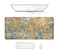 Auhoahsil Large Mouse Pad, XXL Gaming Mousepad, Desk Mat for Desktop, Thick Rubber, Big & Long Size, Stitched Edges, Full Desk Pad for Laptop & Computer, Extended 31.5 x 11.8 in, Vintage World Map