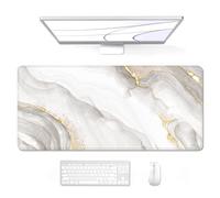 Auhoahsil Large Mouse Pad, XXL Gaming Mousepad, Desk Mat for Desktop, Thick Rubber, Big & Long Size, Stitched Edges, Full Desk Pad for Laptop & Computer, Extended 31.5 x 11.8 in, Gold Gray Marble