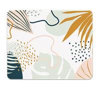 Auhoahsil Mouse Pad, 12 x 10 in Thick Rubber Premium-Textured Non-Slip Stitched Edges Waterproof Square Mouse Mat with Cute Pattern for Gaming Work Computer Office, Larger, Boho Leaves