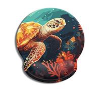 Auhoahsil Mouse Pad, Ergonomic Mouse Pad with Wrist Rest, Pain Relief Computer Gel Mouse Pad Wrist Support for Laptop, Mousepad with Non-Slip PU Base, Mouse Pads for Desk, Turtles Coral