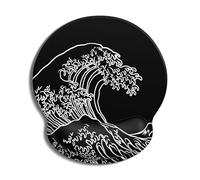 Auhoahsil Mouse Pad, Ergonomic Mouse Pad with Wrist Rest, Pain Relief Computer Gel Mouse Pad Wrist Support for Laptop, Mousepad with Non-Slip PU Base, Mouse Pads for Desk, Japanese Wave