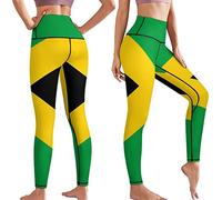 AuHomea High Waist Yoga Pants Tummy Control Workout Running Yoga Leggings for Girls and Women, Jamaican National Flag, S