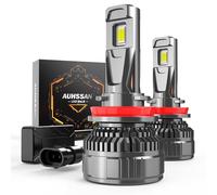 AUHSSAN H11 LED Headlight Bulb, 200W 40000LM H9 H8 Headlight Bulb, 700% Extremely Bright 6500K White Light Conversion Kit, Canbus Error Free, Plug and Play, High Efficiency Cooling System,Pack of 2