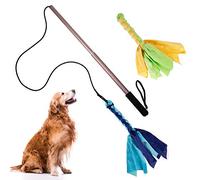 Auidy_6TXD Flirt Pole Dogs,Interactive Dog Toys Retractable Dog Toy Stick with 2 Tease Chew Toys Rope for Chewing,Training Exercise