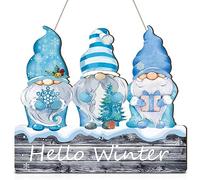 Auidy_6TXD Hello Winter Welcome Door Sign, Gnomes Winter Christmas Door Hanging Signs Farmhouse Home Sign for Home Porch Front Door Indoor Outdoor