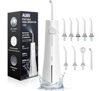 AUIEI Water Flosser for Teeth & Braces, 300ML Cordless Power Dental Flossers with 8 Jet Tips, Oral Irrigator 5 Use Modes, IPX7 Waterproof, Portable for Home Travel