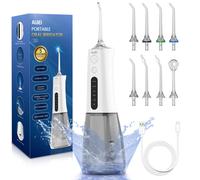 AUIEI Water Flosser for Teeth Cordless Oral Irrigator Portable Dental Teeth Cleaner Picks 300ML 5 Modes, USB Rechargeable & IPX7 Waterproof Plaque Re