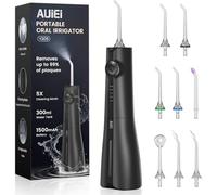 AUIEI Water Flosser Pick for Teeth & Braces: 8 Jet Tips Cordless Oral Irrigator with 300ML, 5 Modes Portable Power Dental Flossers, IPX7 Waterproof Rechargeable Electric Waterflosser Machine