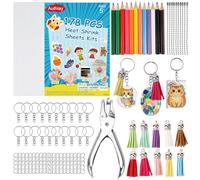 Auihiay 178 PCS Shrinky Paper Keychain Kit for Mother's Day, 25 PCS Shrinky a Dink Sheets with Hole Punch, Pencils, Keychains, Shrink Plastic Sheets for DIY Crafts for Adults and Teens