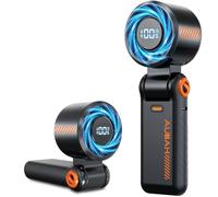 AUIIAH Portable Handheld Turbo Fan, 5 Gear Wind, 3 IN 1 Hand Fans with Digital Display,Battery Operated,Mini Pocket Fans for Women, Men, Makeup, Travel, Office, Outdoor Use