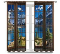 AuiMzoo Landscape Blackout Curtains, View of The Self Heating Mountain Range Through The Window, Bedroom, Living Room, Kitchen, Cafeteria72X63 Inch