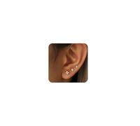 Auiremrti 3 Pair Stud Earring Sets in 14K Gold, Four Leaf Clover Earrings, Silver 925 Ear Acupuncture, Hypoallergenic Silver Earrings, For Multiple Piercings