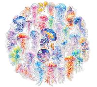 Auiremrti 30-Piece Jellyfish Sticker Set with Holographic Silver Foil Accent, Waterproof PET Material, Versatile Sizes, Self-Adhesive Stickers