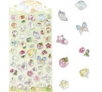 Auiremrti 3D Cute Stickers, Cartoon Butterfly, Flowers, Green Fruits, Puff Stickers, Mini Puffy, Reusable, for Scrapbooks, Planners, Journals, Laptops, Phone Cases