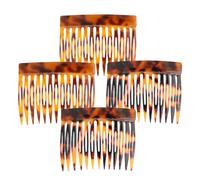 Auiremrti 4-Piece Hair Comb Set, Large Hair Clips Set, French Side Combs from Cellulose Acetate, Vintage Design, French Side Comb, Tortoiseshell