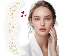 Auiremrti Glitter Face Freckles Tattoo, 4 Pieces Waterproof Golden Heart Shape Valentine's Day Temporary Tattoos, Festival Freckles, Henna Freckles Tattoo Foil