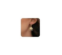 Auiremrti Golden Disc Earrings Women,Handmade 14K Gold Hanging Disc Earrings,Lightweight and Hypoallergenic Earrings for Everyday Use and as a Gift Idea