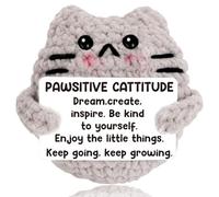 Auiremrti Positive Cat Crocheted, Collector Dolls, Birthday Gifts, Handmade, Crocheted Positive Cute Cat Gifts, Plush Toy Gifts, Encouraging Gifts