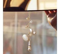 Auiremrti Shell Car Decor, Coastal Hanging Ornament for Rear-view Mirror, Boho Beach Style Car Accessory, Handmade Starfish Conchas Ornament Pendant
