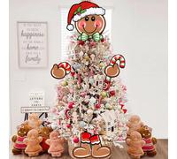 Auirre Gingerbread Man Christmas Tree Topper Head Arms and Legs Xmas Peppermint Candy Santa Hat Decorative Tree Ornaments Decor Holiday Indoor Home