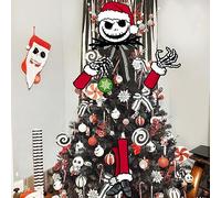 Auirre Jack Skellington Christmas Tree Topper Head Arms and Legs, Xmas Spooky Skull Decorative Tree Ornaments Decor, Funny Holiday Indoor Home Decorations Gothic Themed Party Supplies
