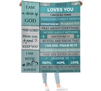AUIVTY Christian Blanket Birthday Gifts for Women Men, Inspirational Scripture Throw Blanket with Bible Verse Religious Gifts (Green, 50x60 inch, Green Letter)