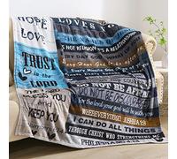 AUIVTY Christian Blanket Birthday Gifts for Women Men, Inspirational Scripture Throw Blanket with Bible Verse Religious Gifts (Navy, 50x60 inch, Navy Letter)
