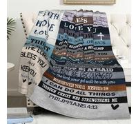 AUIVTY Christian Blanket Birthday Gifts for Women Men, Inspirational Scripture Throw Blanket with Bible Verse Religious Gifts (Blue, 50x60 inch, Jesus Letter)