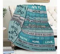 AUIVTY Christian Blanket Birthday Gifts for Women Men, Inspirational Scripture Throw Blanket with Bible Verse Religious Gifts (Green, 50x60 inch, Green Letter)