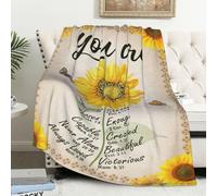 AUIVTY Christian Blanket Birthday Gifts for Women Men, Inspirational Scripture Throw Blanket with Bible Verse Religious Gifts (Yellow, 50x60 inch, Sunflower Letter)