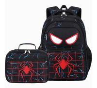 AUIVTY Kids Backpack Boys Spider Backpack with Lunch Box Kindergarten Elementary Middle School Travel Sport Toddler Bookbag for Boys Ages 4-14, Lightning Red Spider
