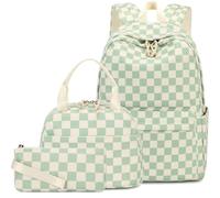 AUIVTY School Backpack with Lunch Box Set Teens Bookbag Kids Backpack Elementary Middle High School Bag, Green, 17.3"x11.8"x7.1", Classic