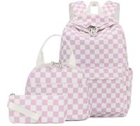 AUIVTY School Backpack with Lunch Box Set Teens Bookbag Kids Backpack Elementary Middle High School Bag, Purple, 17.3"x11.8"x7.1", Traditional