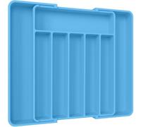 Aujen Cutlery Drawer Organiser - Expandable Kitchen Drawer Storage Organiser, Adjustable Cutlery Tray, Multipurpose Utensil Organisation for Forks, Knives, Dark Blue, 34 x 4 x 26~50 cm