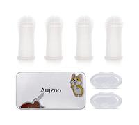 Aujzoo Dog Toothbrush, 360º Pets Teeth Cleaning Toothbrush for Dogs Cats Dental Care, Silicone Finger Teeth Brush Set of 4