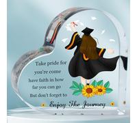 Aujzoo Graduation Gifts for Women Men, School Leavers Gifts, Graduation Presents for Her, Graduation Gifts for Daughter-Decorative Acrylic Block Heart Shape 4x4 inches-class of 2024 gifts